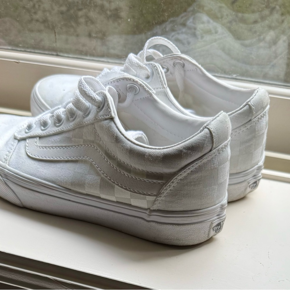 Vans White Checkered Canvas Shoes